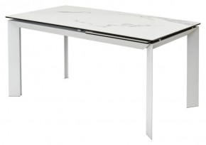 Стол CREMONA 140 HIGH GLOSS STATUARIO Белый мрамор глянцевый, керамика/ белый каркас, ®DISAUR в Игриме - igrim.mebel24.online | фото 1