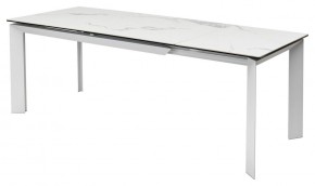 Стол CREMONA 140 HIGH GLOSS STATUARIO Белый мрамор глянцевый, керамика/ белый каркас, ®DISAUR в Игриме - igrim.mebel24.online | фото 4