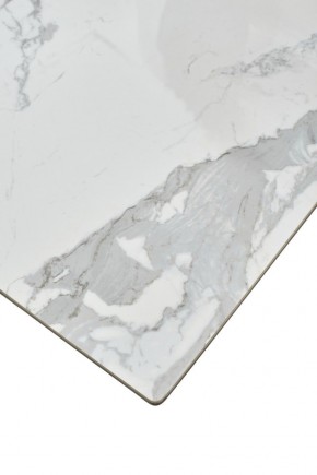 Стол CREMONA 140 HIGH GLOSS STATUARIO Белый мрамор глянцевый, керамика/ белый каркас, ®DISAUR в Игриме - igrim.mebel24.online | фото 6