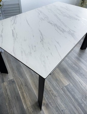 Стол CREMONA 140 KL-99 Белый мрамор матовый, итальянская керамика / черный каркас, ®DISAUR в Игриме - igrim.mebel24.online | фото 3