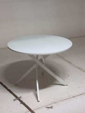 Стол ДАРИО D100 Белый, стекло/ Белый каркас М-City в Игриме - igrim.mebel24.online | фото 3