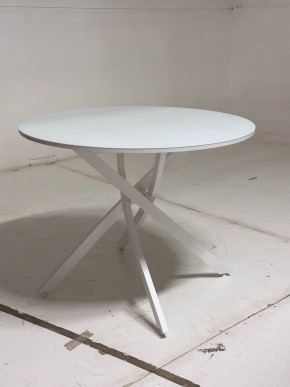 Стол ДАРИО D100 Белый, стекло/ Белый каркас М-City в Игриме - igrim.mebel24.online | фото 4