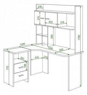 Стол компьютерный Домино Лайт СКЛ-Угл130+НКЛХ130 в Игриме - igrim.mebel24.online | фото 2