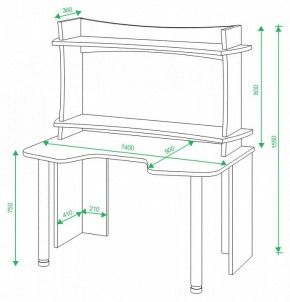 Стол компьютерный Домино Lite СКЛ-Игр140+НКИЛ140ВЛ в Игриме - igrim.mebel24.online | фото 3