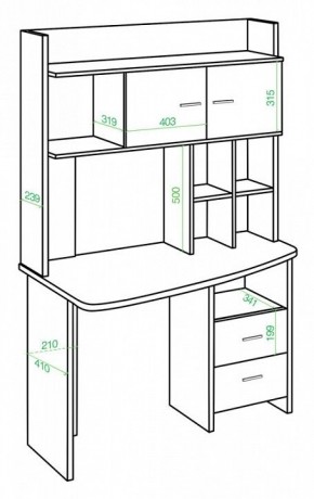 Стол компьютерный Домино Lite СКЛ-Крл120+НКЛХ-120 в Игриме - igrim.mebel24.online | фото 2