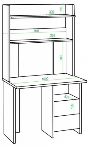 Стол компьютерный Домино Lite СКЛ-Прям100Р+НКЛХ-100 в Игриме - igrim.mebel24.online | фото 2