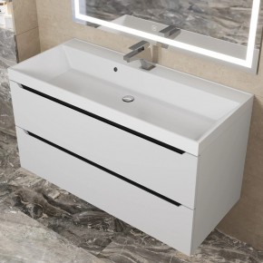 Тумба под раковину Uperwood Tanos 100 см, подвесная, белая/графит в Игриме - igrim.mebel24.online | фото 10
