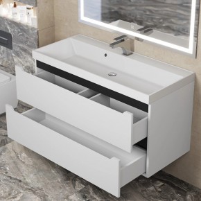 Тумба под раковину Uperwood Tanos 100 см, подвесная, белая/графит в Игриме - igrim.mebel24.online | фото 9