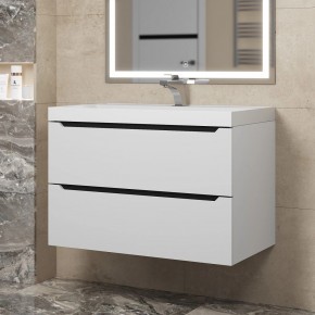 Тумба под раковину Uperwood Tanos 80 см, подвесная, белая/графит в Игриме - igrim.mebel24.online | фото