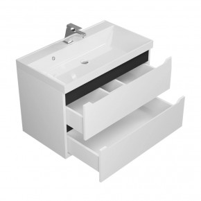 Тумба под раковину Uperwood Tanos 80 см, подвесная, белая/графит в Игриме - igrim.mebel24.online | фото 2