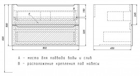 Тумба под раковину Uperwood Tanos 80 см, подвесная, белая/графит в Игриме - igrim.mebel24.online | фото 7
