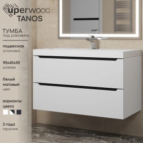Тумба под раковину Uperwood Tanos 90 см, подвесная, белая/графит в Игриме - igrim.mebel24.online | фото 3