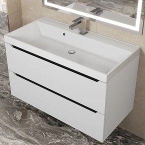 Тумба под раковину Uperwood Tanos 90 см, подвесная, белая/графит в Игриме - igrim.mebel24.online | фото 9